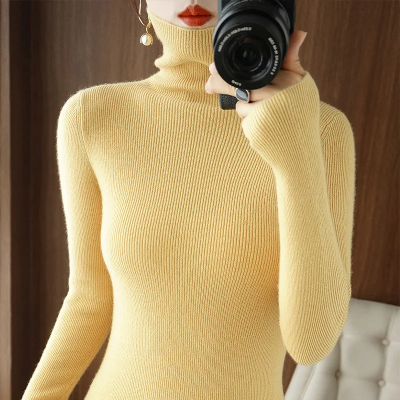 Women Sweater Turtleneck Slim Pullovers Autumn Winter Warm Bottoming Shirts Jumpers Basic High Strecth Fashion Korean Knitwear - Image 3